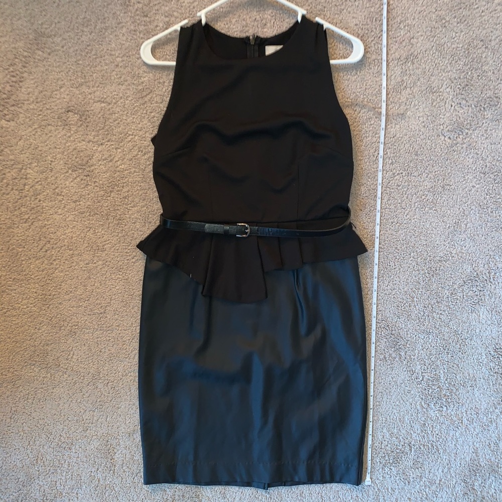 Peplum dress (leather and cotton) black